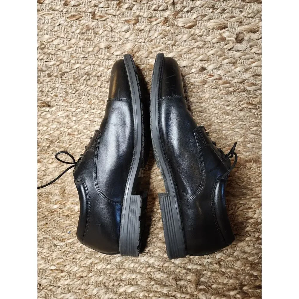 Rockport Men's Charles Road Cap Toe Oxford Black Leather Dress Shoes Size 13